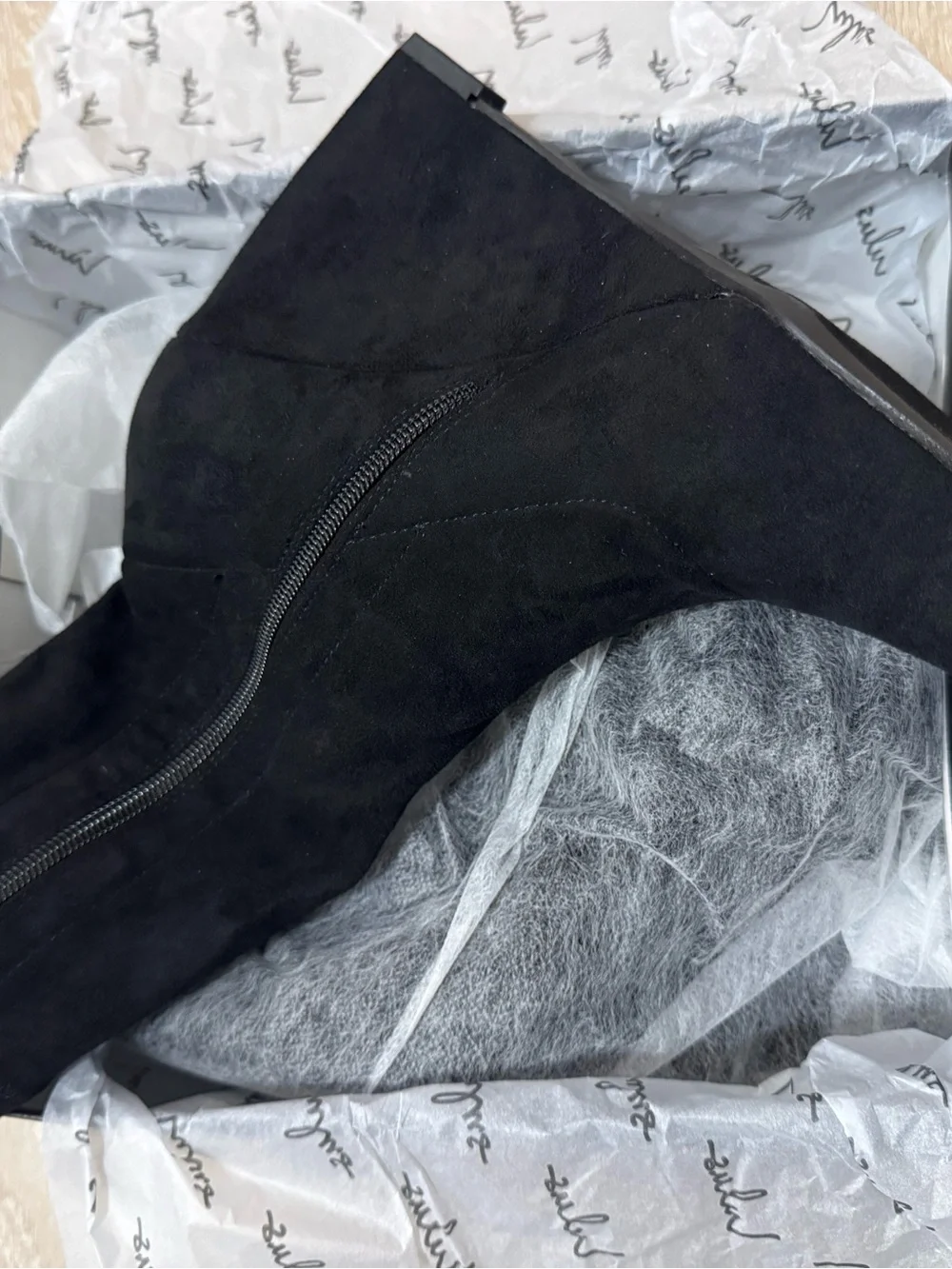 Lulus Saxton Black Suede Wedge Heel Sock Boots size 7